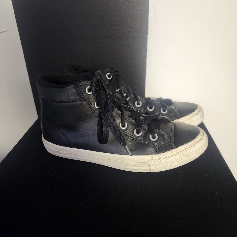 Converse Black Leather High-Top Sneakers
